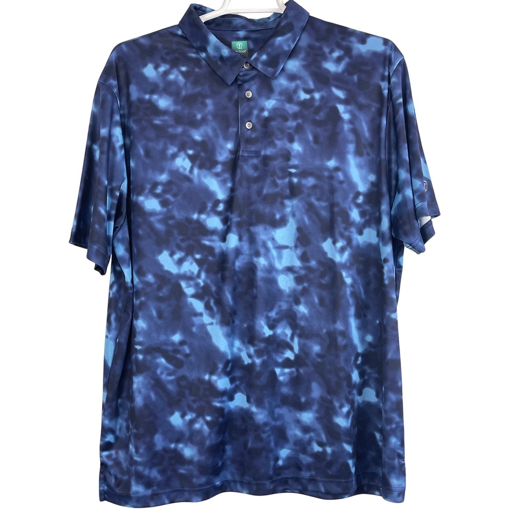 00685‎ Pro Tour Coolplay Mens XXL Blue Tie Dye Golf Polo Shirt